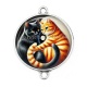Connecteur Cabochon Argent - chat