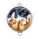 Connecteur Cabochon Argent - chat