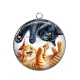 Pendentif Cabochon Argent - chat