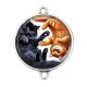 Connecteur Cabochon Argent - chat
