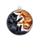 Pendentif Cabochon Argent - chat