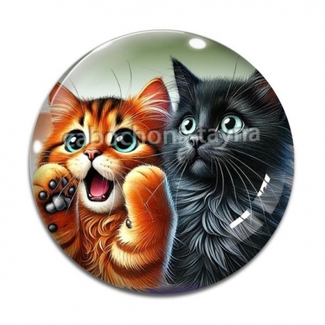 Cabochon Verre - chat