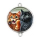 Connecteur Cabochon Argent - chat
