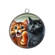 Pendentif Cabochon Argent - chat