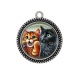 Pendentif Cabochon Argent - chat