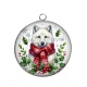 Pendentif Cabochon Argent - loup de noël