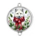 Connecteur Cabochon Argent - loup de noël