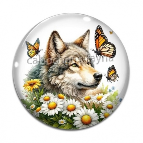 Cabochon Verre - loup