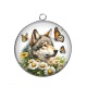 Pendentif Cabochon Argent - loup
