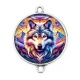 Connecteur Cabochon Argent - loup