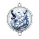 Connecteur Cabochon Argent - loup