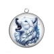 Pendentif Cabochon Argent - loup
