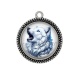 Pendentif Cabochon Argent - loup