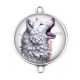 Connecteur Cabochon Argent - loup