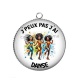 Pendentif Cabochon Argent - j'peux pas j'ai danse