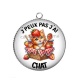 Pendentif Cabochon Argent - j'peux pas j'ai chat