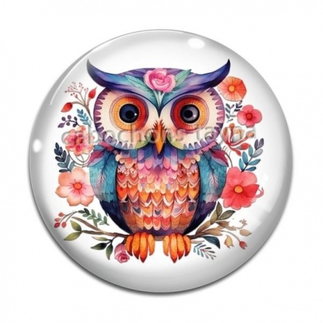 Cabochon Verre - chouette