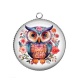 Pendentif Cabochon Argent - chouette