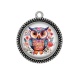 Pendentif Cabochon Argent - chouette