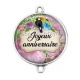 Connecteur Cabochon Argent - joyeux anniversaire