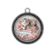 Pendentif Cabochon Argent - chat livre