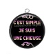 Pendentif Cabochon Argent - c'est simple je suis une chieuse