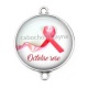 Connecteur Cabochon Argent - octobre rose