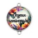 Connecteur Cabochon Argent - joyeux anniversaire