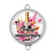 Connecteur Cabochon Argent - joyeux anniversaire