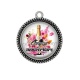 Pendentif Cabochon Argent - joyeux anniversaire