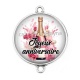 Connecteur Cabochon Argent - joyeux anniversaire