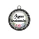 Pendentif Cabochon Argent - joyeux anniversaire