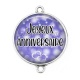Connecteur Cabochon Argent - joyeux anniversaire