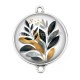 Connecteur Cabochon Argent - feuille