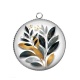 Pendentif Cabochon Argent - feuille