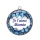 Pendentif Cabochon Argent - je t'aime mamie