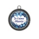 Pendentif Cabochon Argent - je t'aime mamie