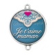 Connecteur Cabochon Argent - je t'aime maman