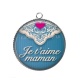 Pendentif Cabochon Argent - je t'aime maman