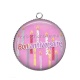 Pendentif Cabochon Argent - bon anniversaire