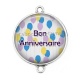Connecteur Cabochon Argent -  bon anniversaire
