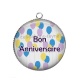 Pendentif Cabochon Argent -  bon anniversaire