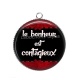 Pendentif Cabochon Argent - le bonheur est contagieux