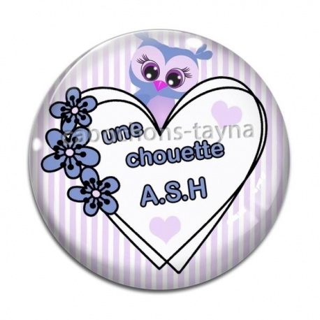 Cabochon Verre - une chouette ASH