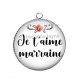 Pendentif Cabochon Argent - je t'aime marraine