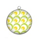 Pendentif Cabochon Argent - rond fond année 80