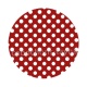 pois blanc sur fond rouge