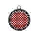 Pendentif Cabochon Argent - pois blanc sur fond rouge