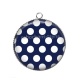 Pendentif Cabochon Argent - pois blanc sur fond bleu marine