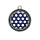 Pendentif Cabochon Argent - pois blanc sur fond bleu marine
